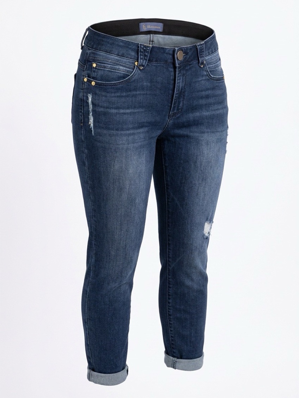 Democracy Dark Wash Distressed Women’s Jeans - Slim Crop